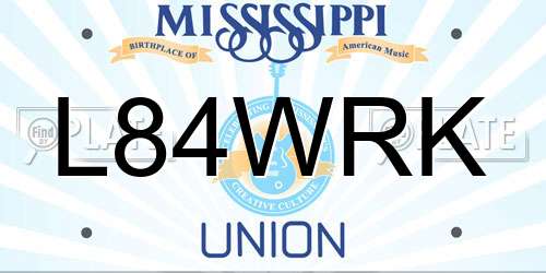 L84WRK Mississippi License Plate