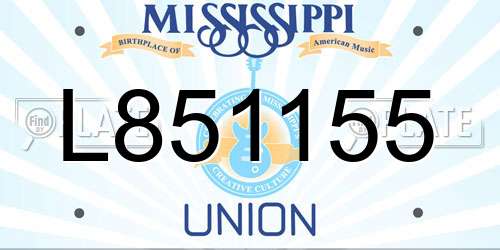 L851155 Mississippi License Plate