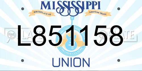 L851158 Mississippi License Plate
