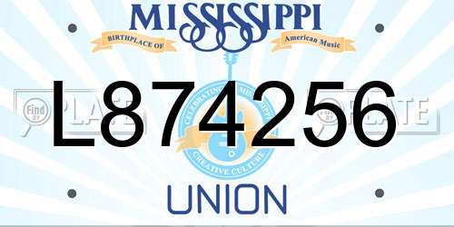 L874256 Mississippi License Plate