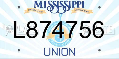 L874756 Mississippi License Plate
