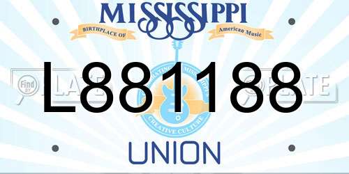 L881188 Mississippi License Plate