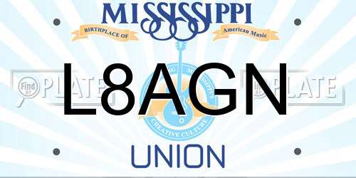 L8AGN Mississippi License Plate