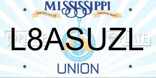 L8ASUZL Mississippi License Plate