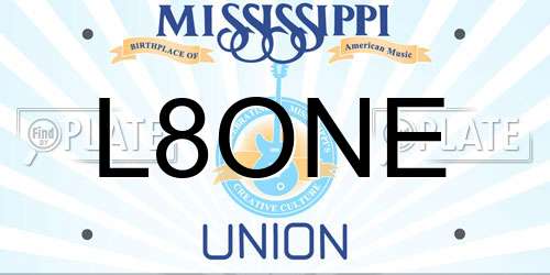 L8ONE Mississippi License Plate