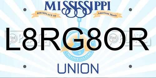 L8RG8OR Mississippi License Plate