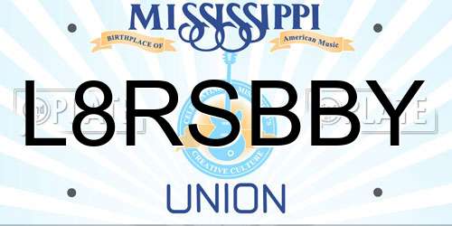 L8RSBBY Mississippi License Plate