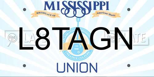 L8TAGN Mississippi License Plate
