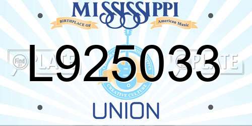 L925033 Mississippi License Plate