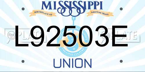 L92503E Mississippi License Plate