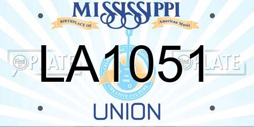 LA1051 Mississippi License Plate
