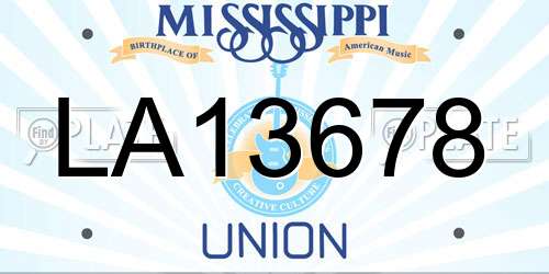 LA13678 Mississippi License Plate