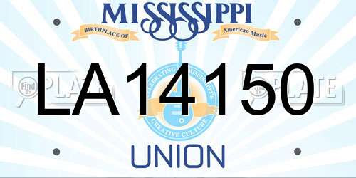 LA14150 Mississippi License Plate