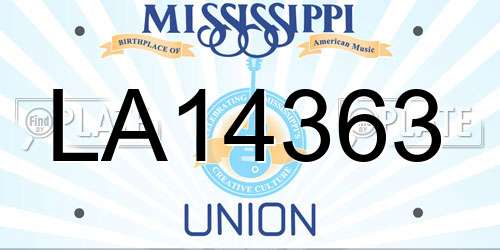 LA14363 Mississippi License Plate