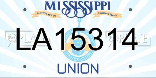 LA15314 Mississippi License Plate