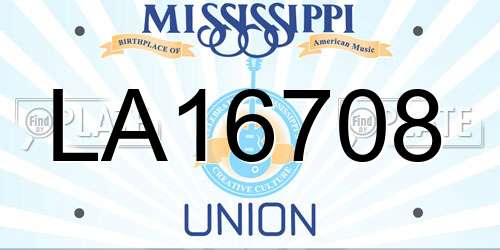 LA16708 Mississippi License Plate