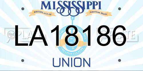 LA18186 Mississippi License Plate