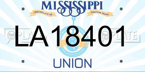 LA18401 Mississippi License Plate