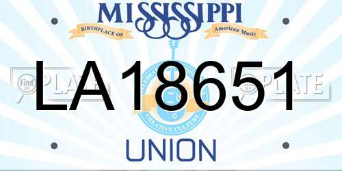 LA18651 Mississippi License Plate