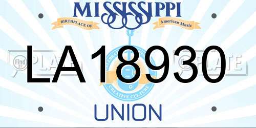 LA18930 Mississippi License Plate
