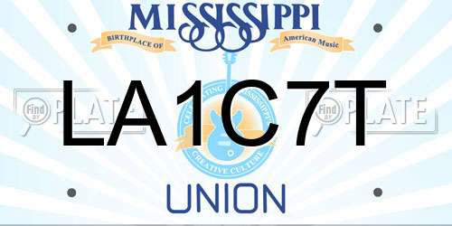 LA1C7T Mississippi License Plate