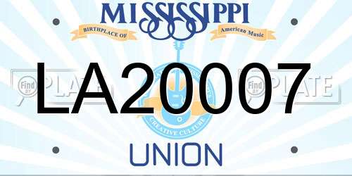 LA20007 Mississippi License Plate