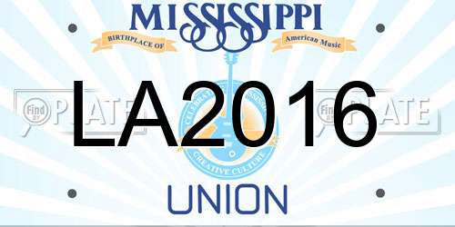 LA2016 Mississippi License Plate