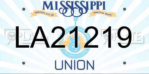LA21219 Mississippi License Plate