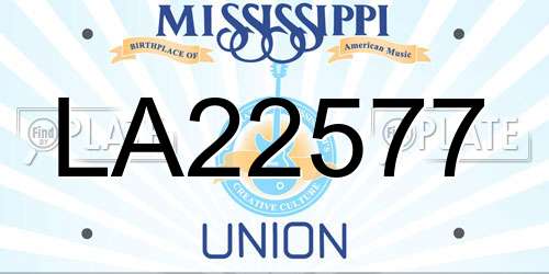 LA22577 Mississippi License Plate
