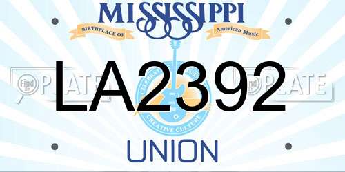 LA2392 Mississippi License Plate