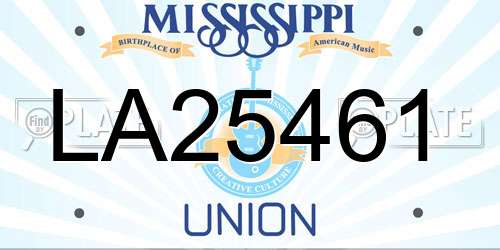 LA25461 Mississippi License Plate