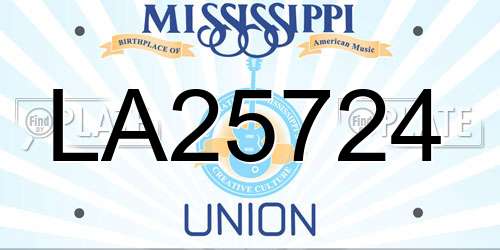 LA25724 Mississippi License Plate