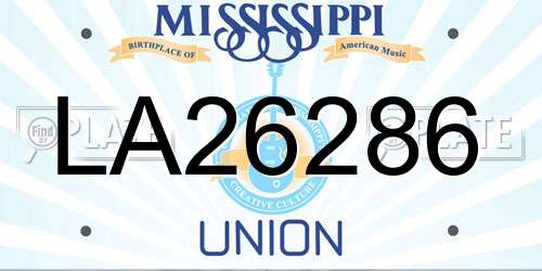 LA26286 Mississippi License Plate