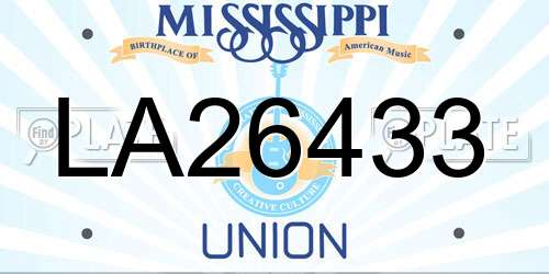 LA26433 Mississippi License Plate
