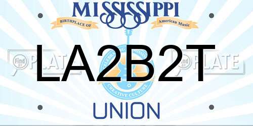 LA2B2T Mississippi License Plate