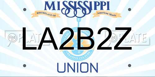 LA2B2Z Mississippi License Plate