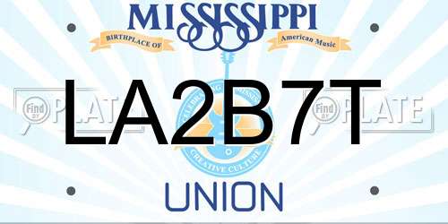 LA2B7T Mississippi License Plate