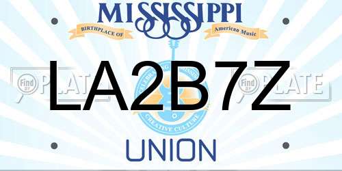 LA2B7Z Mississippi License Plate