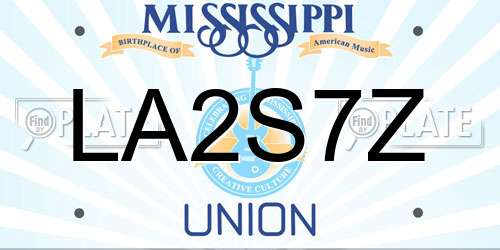 LA2S7Z Mississippi License Plate
