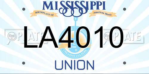 LA4010 Mississippi License Plate
