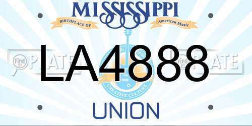 LA4888 Mississippi License Plate