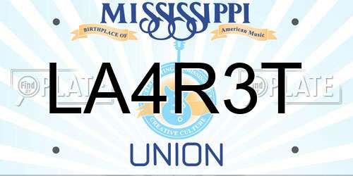 LA4R3T Mississippi License Plate