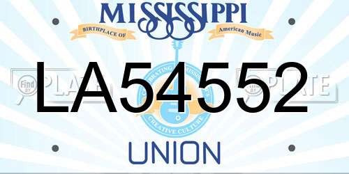 LA54552 Mississippi License Plate