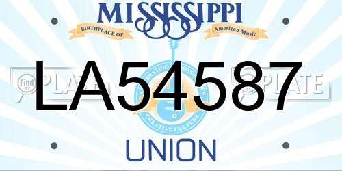 LA54587 Mississippi License Plate