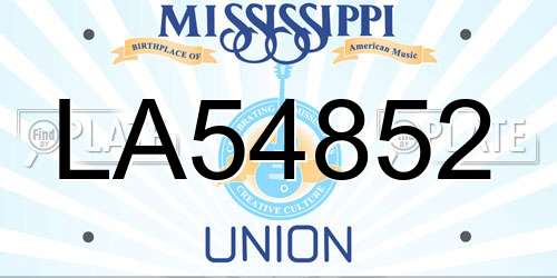 LA54852 Mississippi License Plate