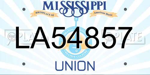 LA54857 Mississippi License Plate