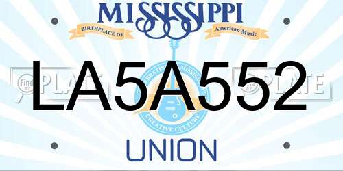 LA5A552 Mississippi License Plate