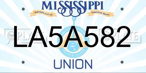 LA5A582 Mississippi License Plate