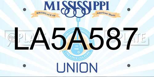 LA5A587 Mississippi License Plate
