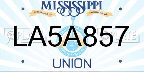 LA5A857 Mississippi License Plate